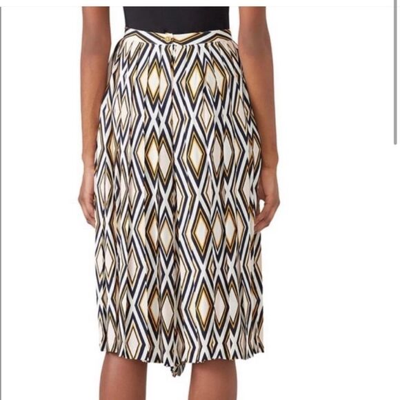 Tory Burch Faye Diamond Wide Leg Culotte crop Capri trousers size 6 - Picture 3 of 10